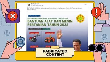 Hoaks, Tautan Pendaftaran 'Bantuan Alat dan Mesin Pertanian'