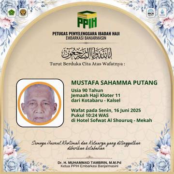 Jemaah Embarkasi Banjarmasin Wafat Bertambah Jadi Enam Orang