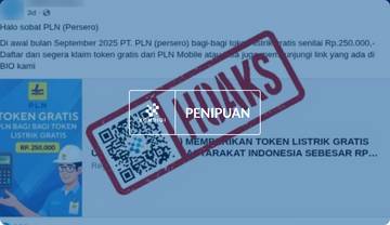 Hoaks, PLN Bagikan Token Listrik Gratis September 2025