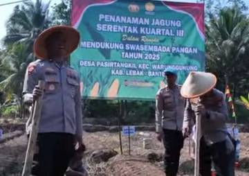 Distan Bersama Polres Lebak Laksanakan Tanam Jagung Serentak