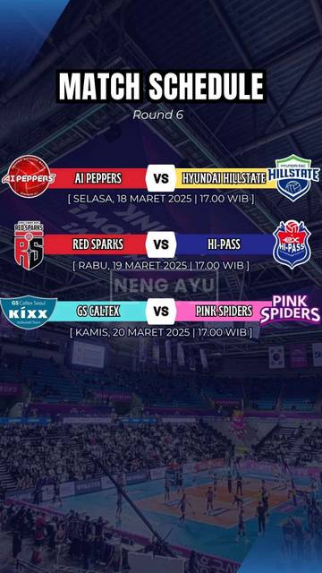 Jadwal Pertandingan Putaran Ke-6 Liga Voli Putri Korea 2024/2025