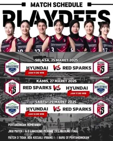  Jadwal Play Off Liga Voli Korea 2025 Antara Red Spark Vs Hyundai Hilstate 