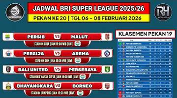 Jadwal Pertandingan Bri Liga 1 Pekan Ke-20 