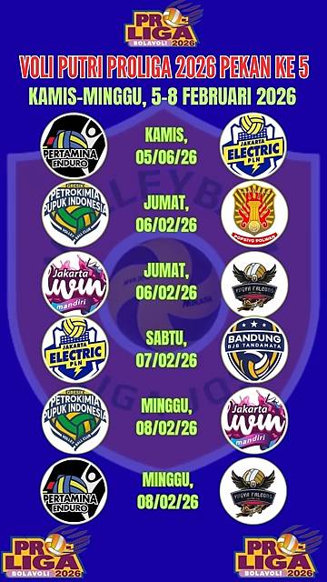 Jadwal Proliga Putaran Kedua Minggu ke-5 Tahun 2026