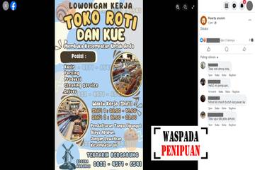 Waspada Penipuan Lowongan Kerja Toko Roti dan Kue