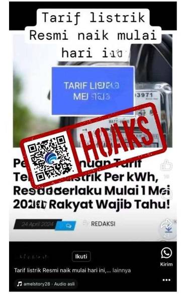 [HOAKS] Tarif Listrik Mengalami Kenaikan Mulai Mei 2024