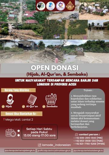 Putri Muslimah Bengkulu Open Donas Untuk Korban Bencana