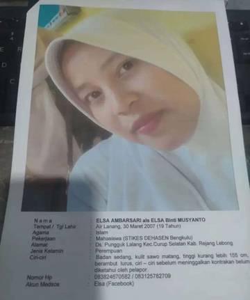Mahasiswi STIKES Dehasen Bengkulu Dikabarkan Hilang 