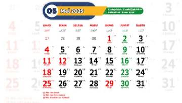 Kalender Libur Nasional Mei 2025, Catat Tanggalnya