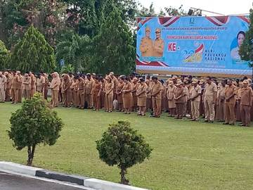 Pemda Biak Gelar Apel ASN Dirangkaiakan Peringatan Harganas 