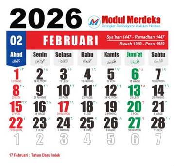 Tanggal Merah dan Cuti Bersama, Februari 2026.