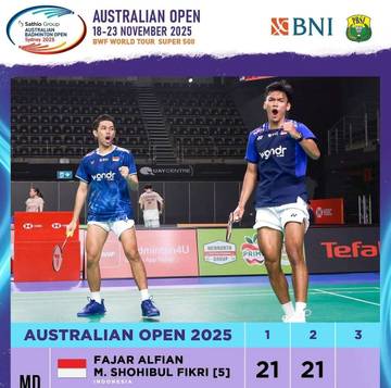 Fajar/Fikri Ikuti Sabar/Reza ke Semifinal Australia Open 2025