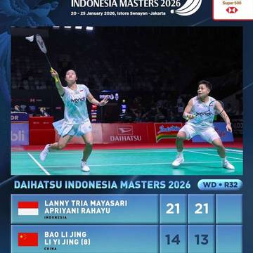 Apri/Lanny Maju ke-16 Besar Indonesia Masters 2026