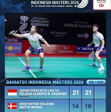 Jafar/Felisha Susul Dejan/Bernadine ke-16 Besar Indonesia Masters 2026
