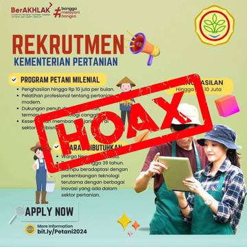 Informasi Palsu Lowongan Petani Milenial 2024