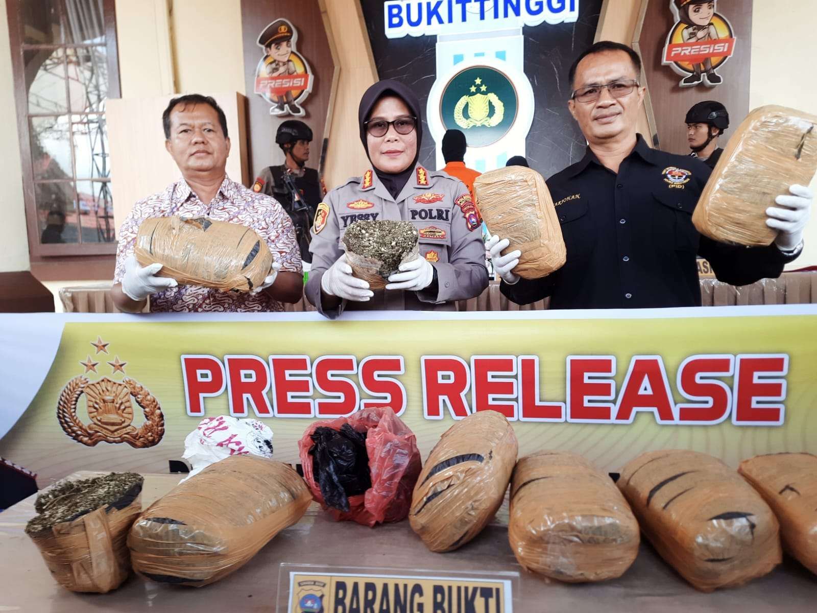 Gagalkan Peredaran 10kg Ganja, Polresta Bukittinggi Ringkus Dua Tersangka
