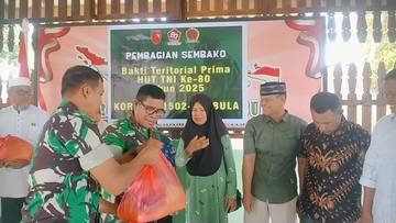 Peringati HUT TNI, Koramil Bula Berbagai dengan Purnawirawan
