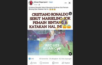 [HOAX] Cristiano Ronaldo Mengkritik Penampilan Marselino Ferdinan