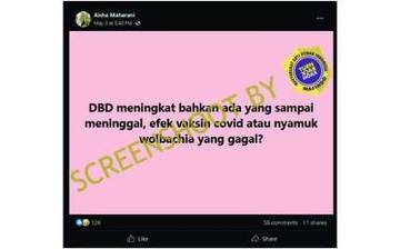 [HOAX] Kasus Demam Berdarah Meningkat karena Wolbachia