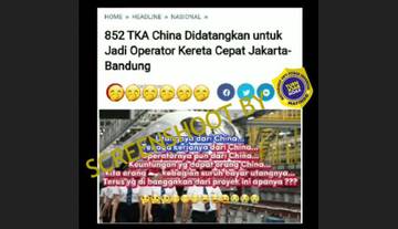 [HOAX] Sebanyak 852 TKA China Didatangkan ke Indonesia