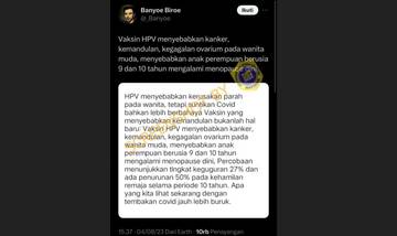 [HOAX] Vaksin HPV Menyebabkan Banyak Kerusakan pada Tubuh Wanita