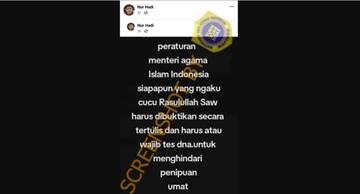 [HOAX] Peraturan Kemenag RI Tentang Cucu Rasulullah