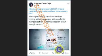 [HOAX] Vaksinasi Covid Beresiko Tinggi pada Sistem Kekebalan Tubuh