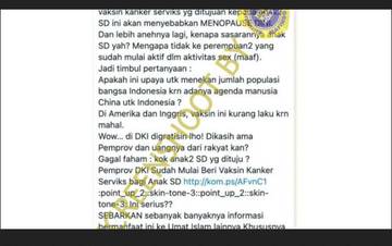 [HOAX] Vaksin HPV Akibatkan Menopause Dini
