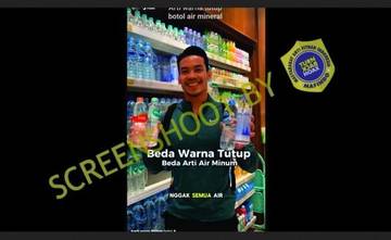 [HOAX] Warna Tutup Botol Air dalam Kemasan Menandakan Jenis Airnya