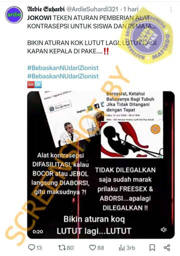 [HOAX] Pemerintah Fasilitasi Pemberian Alat Kontrasepsi kepada Remaja