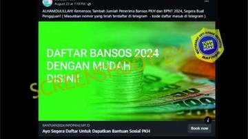 [HOAX] Pendaftaran Penerima Bansos PKH melalui Telegram