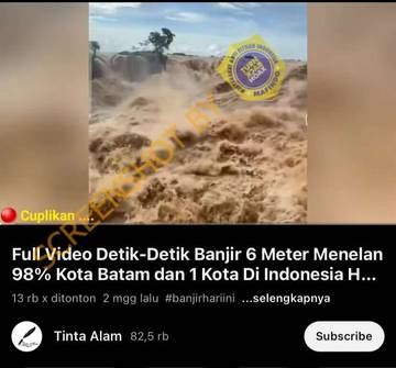 [HOAX] Banjir Enam Meter Telan 98% Kota Batam  