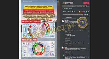 [HOAX] Gambar Bendera Indonesia di Mata Uang BRICS