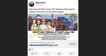 [HOAX] Rekrutmen Bukit Asam Lewat Program “Pre Employment Training”
