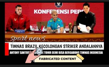 [HOAX] Pemain Brazil, Antony Santos akan Gabung Timnas Indonesia