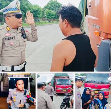 Satlantas Polresta Cirebon Tegur Supir Truk di Jalanan 