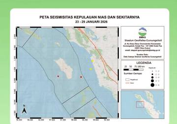 Akhir Januari Minus Gempa Dirasakan di Kepulauan Nias 