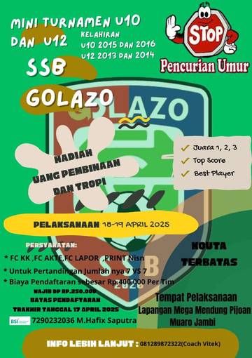 Sekolah Sepak Bola Golazo Jambi Gelar Mini Turnamen U 10.dan 12