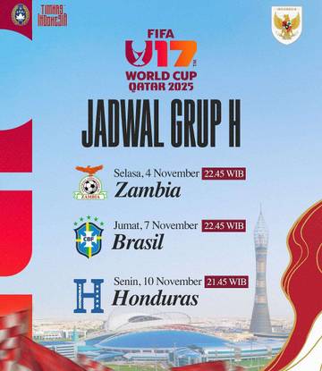 Jadwal Lengkap Timnas Indonesia U17 di Piala Dunia