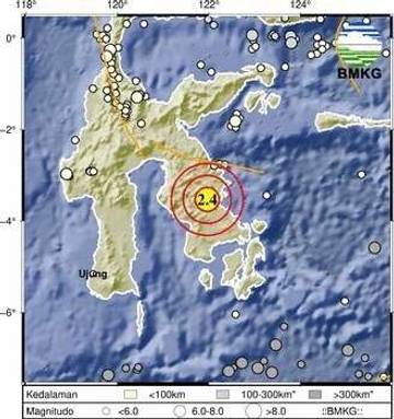 Gempa Tektonik 2.4 Guncang Wilayah Konawe Utara