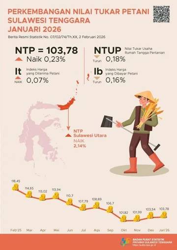 BPS: NTP Januari 2026 Sultra Meningkat