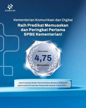 Kementerian Komdigi Raih Peringkat Pertama Evaluasi SPBE