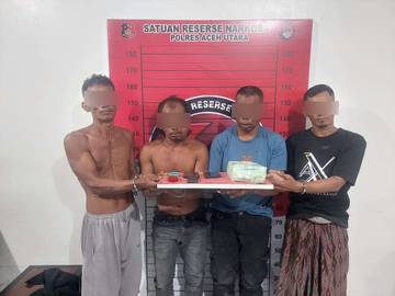 Selundupkan 1 Kg Sabu, 4 Pria ini Ditangkap Polisi Aceh Utara 