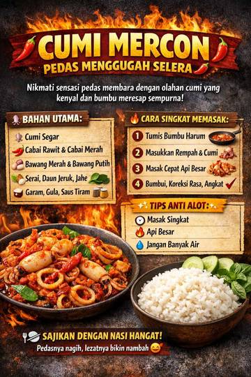Resep Cumi Mercon Pedas Menggugah Selera