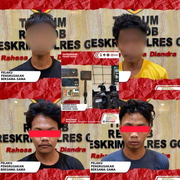 Resmob Polres Gowa Tangkap Empat Pelaku Pengrusakan 