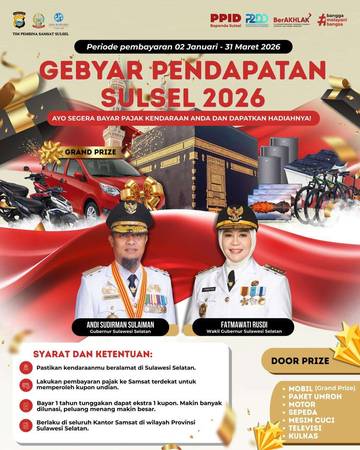 Pemprov Sulsel Gelar Gebyar Akselerasi Pendapatan 2026, Berhadiah Umroh