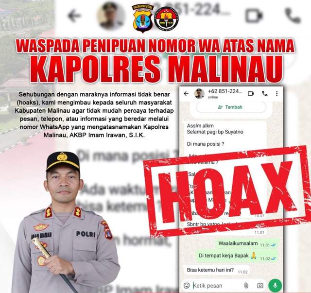 Waspada Dugaan Penipuan Mengatasnamakan Kapolres Malinau