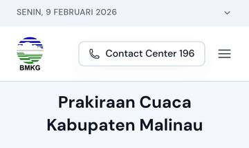 Cuaca Malinau Hari Ini 9 Februari 2026