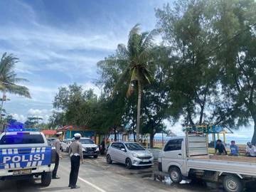 Satlantas Polres Majene Patroli di Objek Wisata Selama Libur Panjang