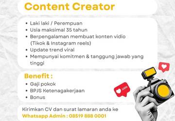 Lowongan Content Creator, Bergabung Bersama Tim DPR RI